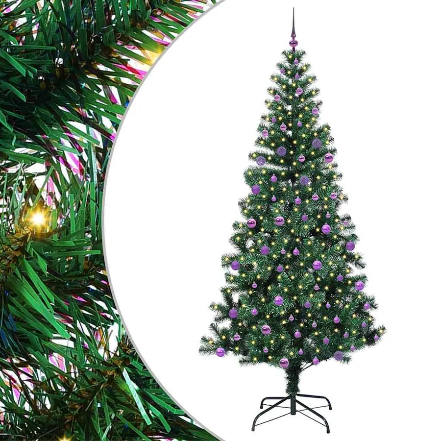 Sapin de Noël artificiel pré-éclairé Vert 240 cm PVC et métal - 2