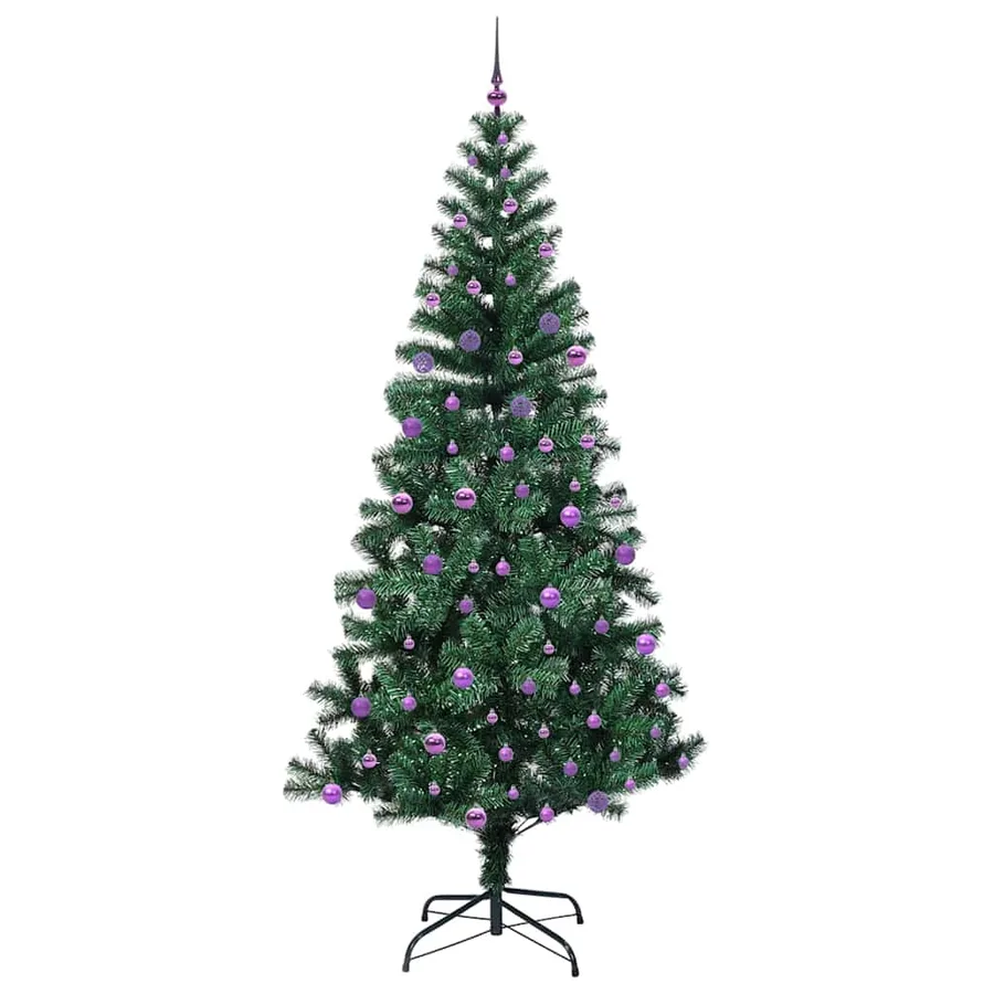 Sapin de Noël artificiel pré-éclairé Vert 240 cm PVC et métal - 4