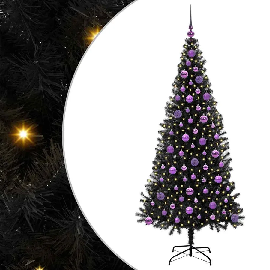 Sapin de Noël avec 300 LED avec support Noir 180 cm PVC - 2