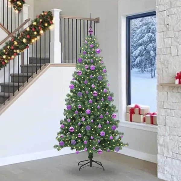 Sapin de Noël avec 300 LED avec support Vert 240 cm PVC