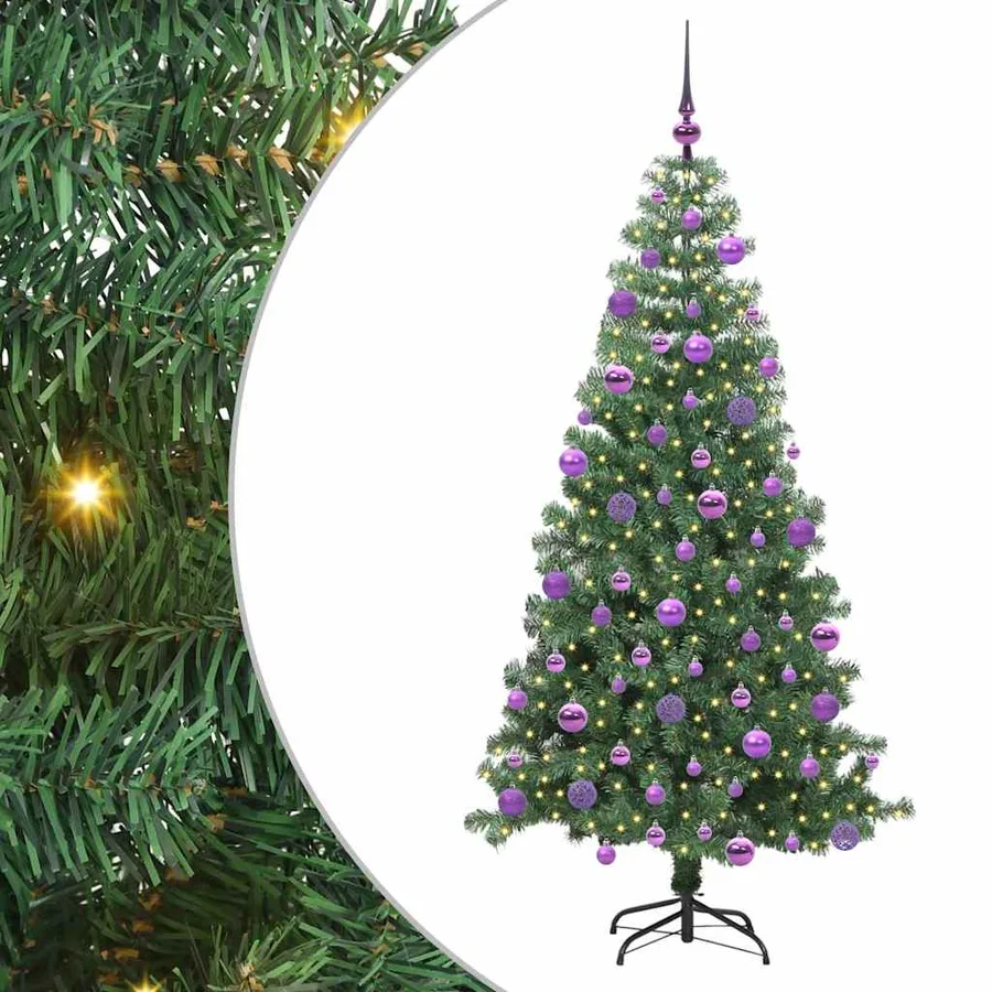 Sapin de Noël avec 300 LED avec support Vert 240 cm PVC - 2