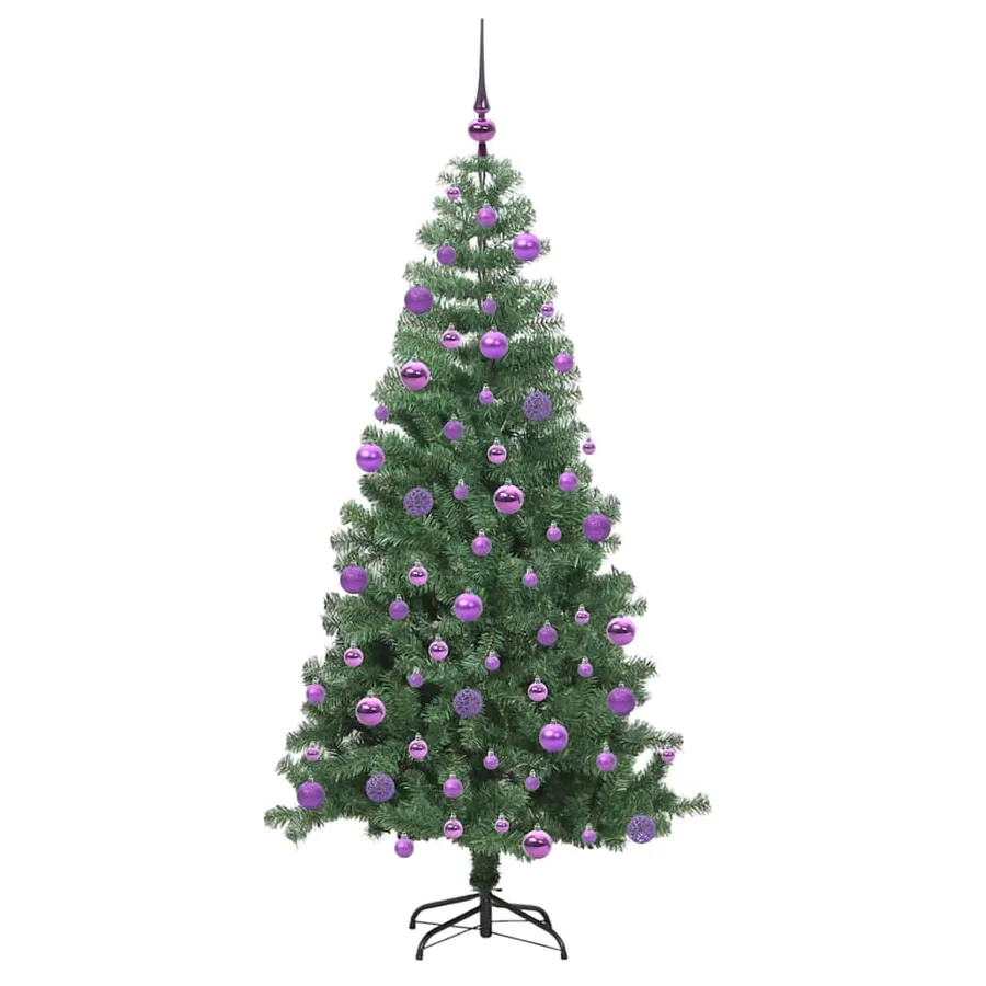 Sapin de Noël avec 300 LED avec support Vert 240 cm PVC - 4