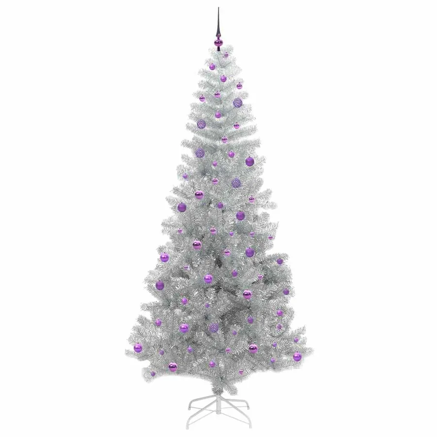 Sapin de Noël avec 300 LED avec support Argent 240 cm PET - 4