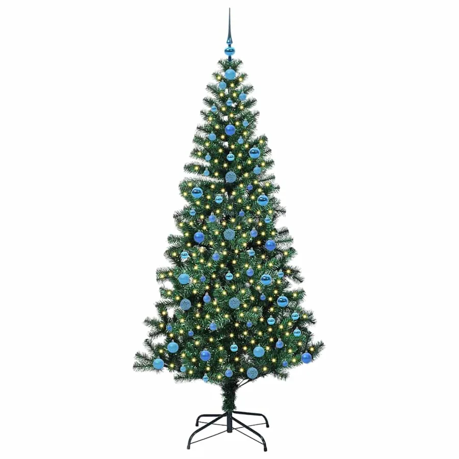 Sapin de Noël artificiel pré-éclairé Vert 210 cm PVC et métal - 3