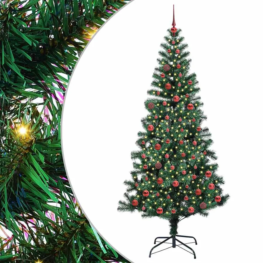 Sapin de Noël artificiel pré-éclairé Vert 210 cm PVC et métal - 2