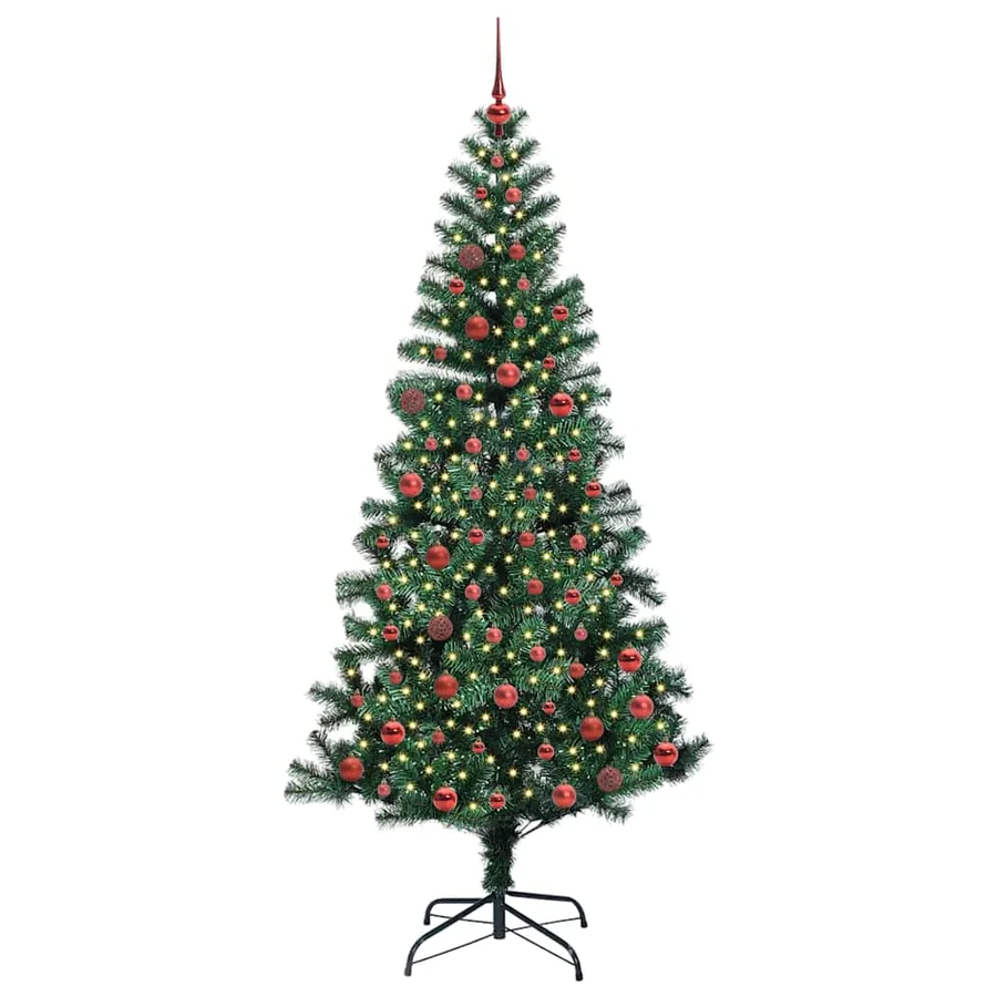 Sapin de Noël artificiel pré-éclairé Vert 210 cm PVC et métal - 3