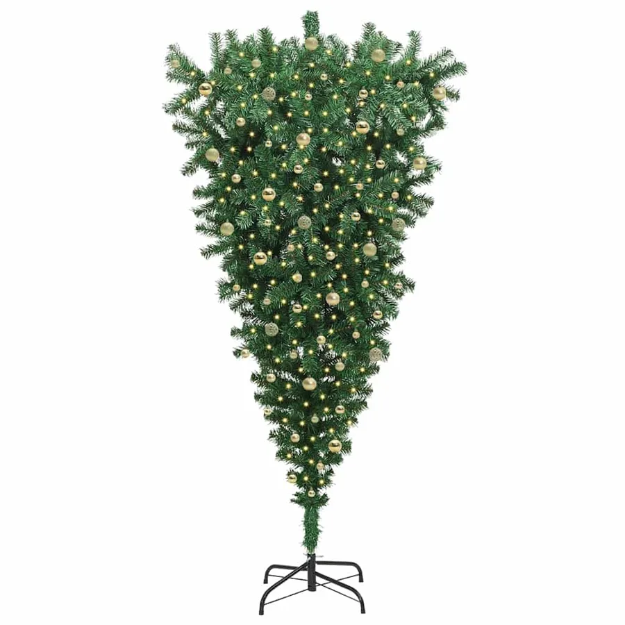Sapin de Noël artificiel pré-éclairé à l'envers avec ensemble de boules - 3
