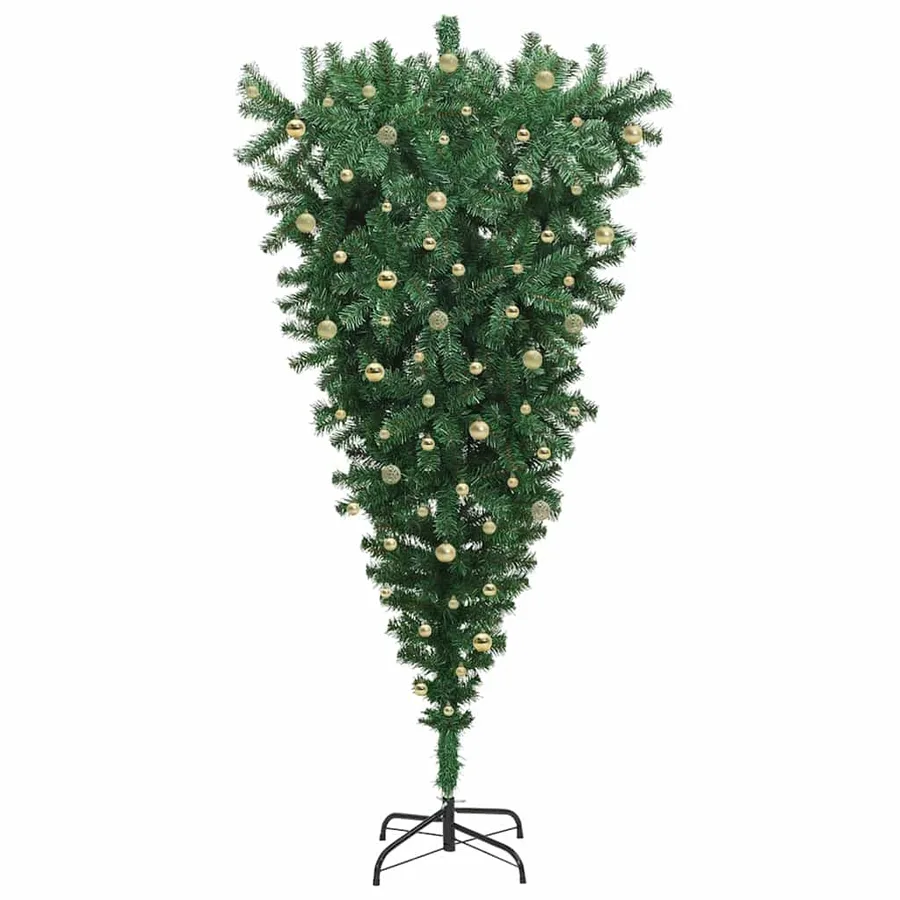 Sapin de Noël artificiel pré-éclairé à l'envers avec ensemble de boules - 4