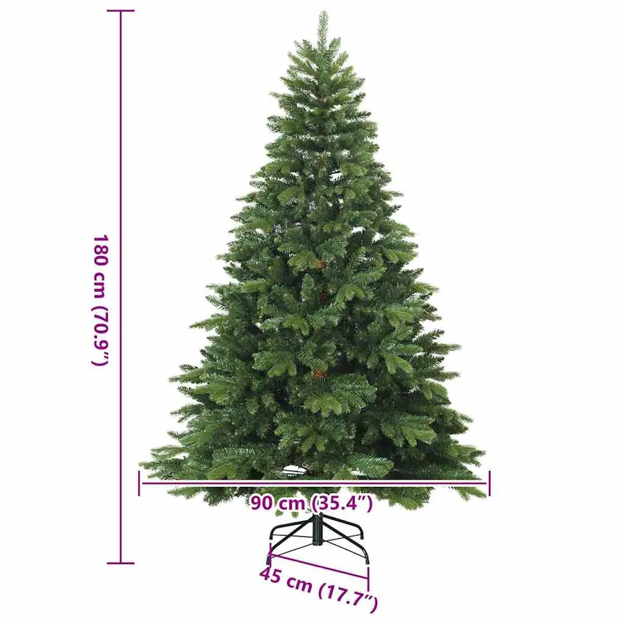 Sapin de Noël artificiel avec 300 LED Vert 180 cm PE et PVC - 17