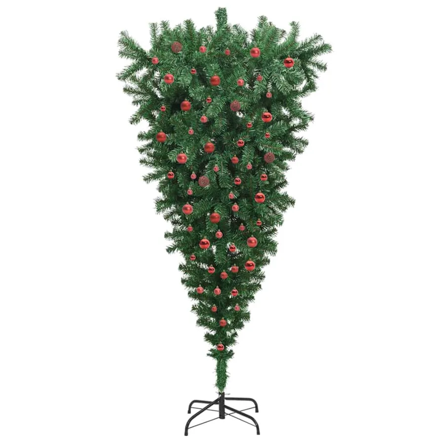 Arbre de Noël artificiel pré-éclairé à l'envers avec ensemble de boules - 4