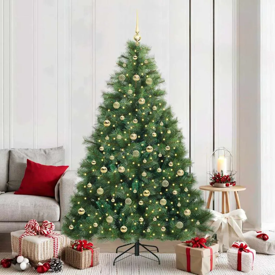 Sapin de Noël artificiel avec 300 LED Vert 210 cm PE et PVC