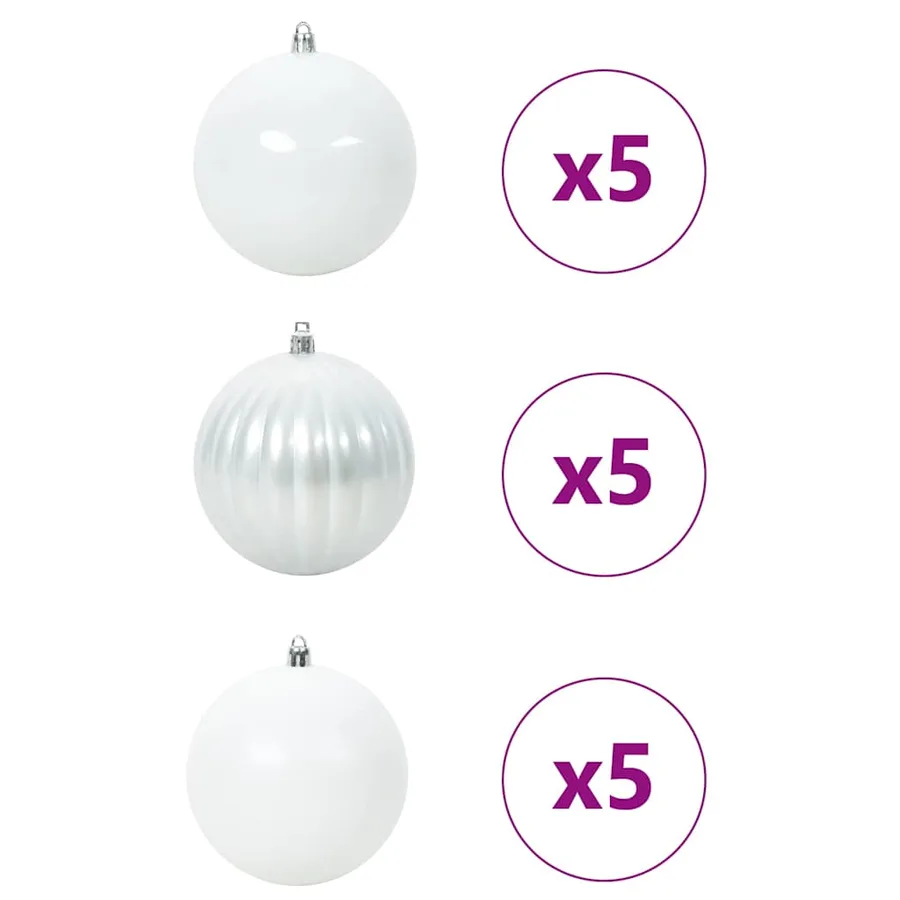 Ensemble de Boules de Noël XL 15 pcs Blanc Ø 10 cm Plastique - 3