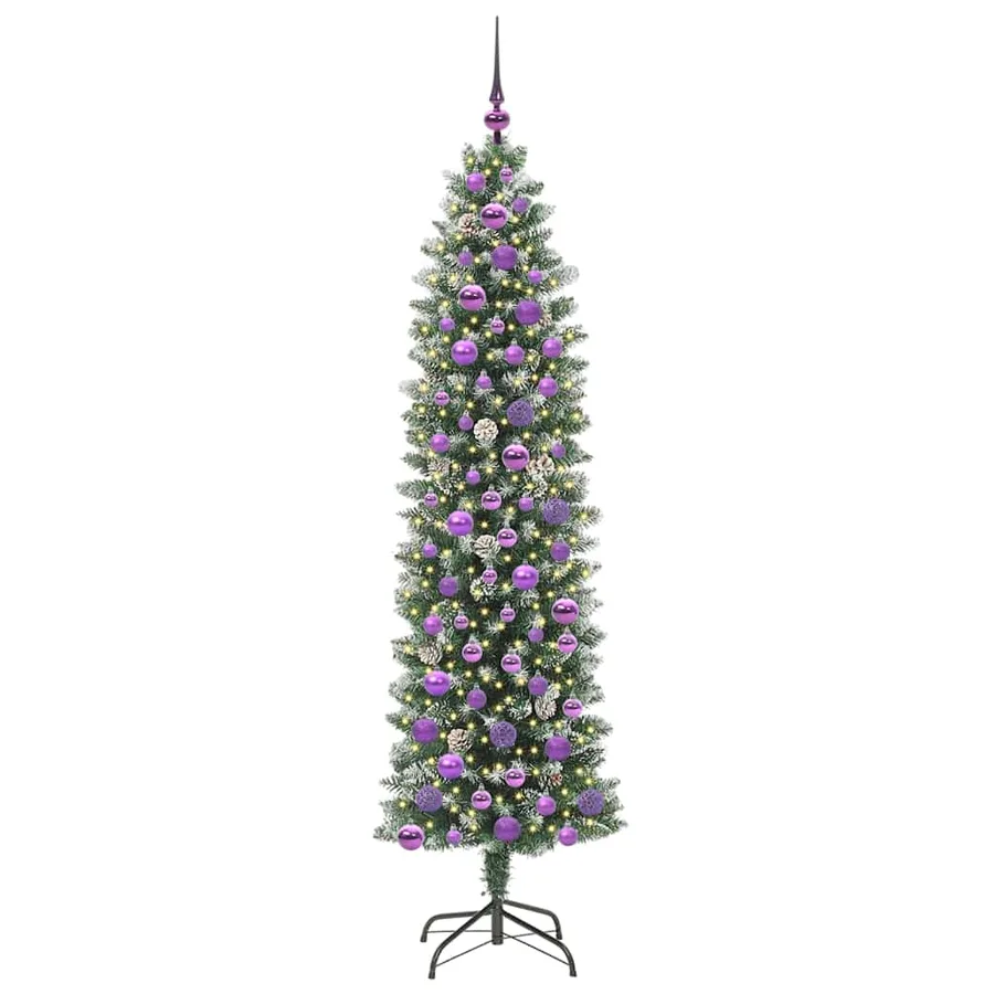 Arbre de Noël artificiel slim avec 300 LED Vert et blanc 180 cm - 3