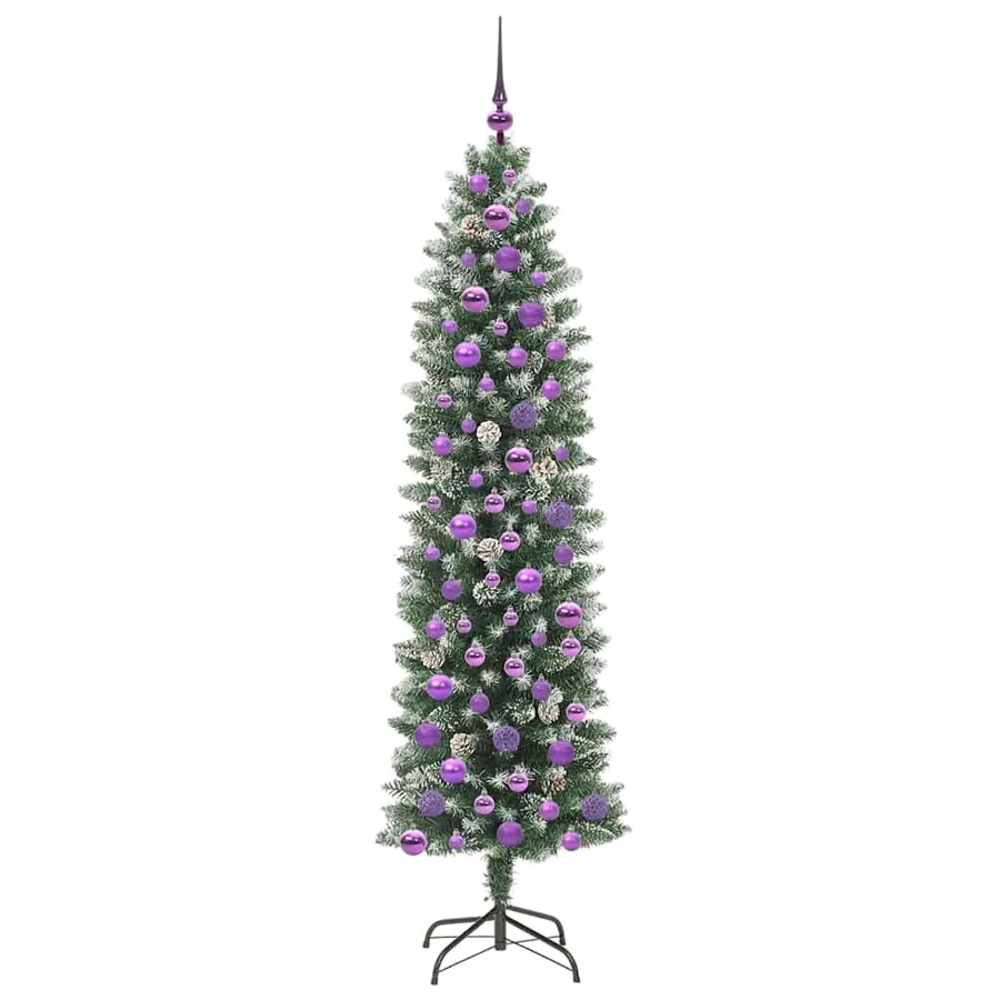 Arbre de Noël artificiel slim avec 300 LED Vert et blanc 180 cm - 4