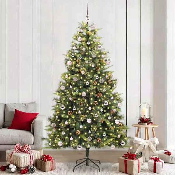 Sapin de Noël artificiel avec branches pliables et cônes 240 cm