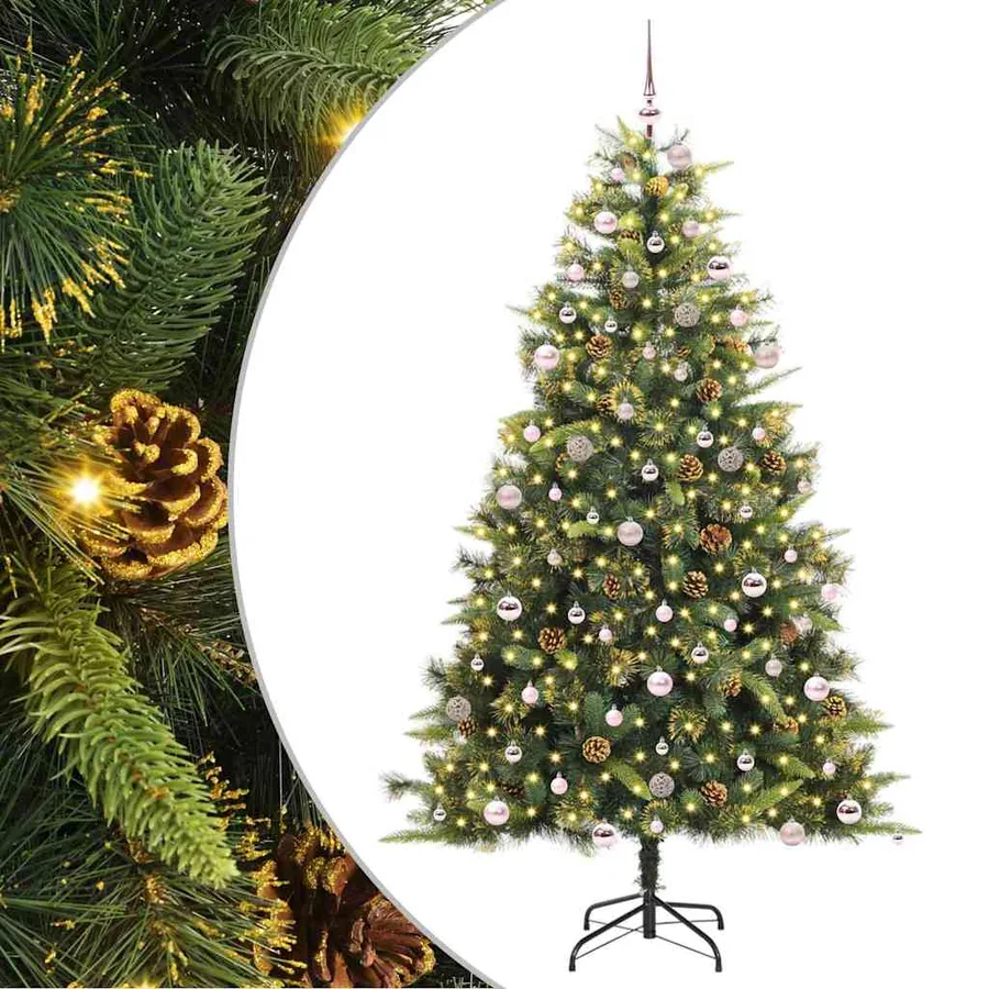 Sapin de Noël artificiel avec branches pliables et cônes 240 cm - 2