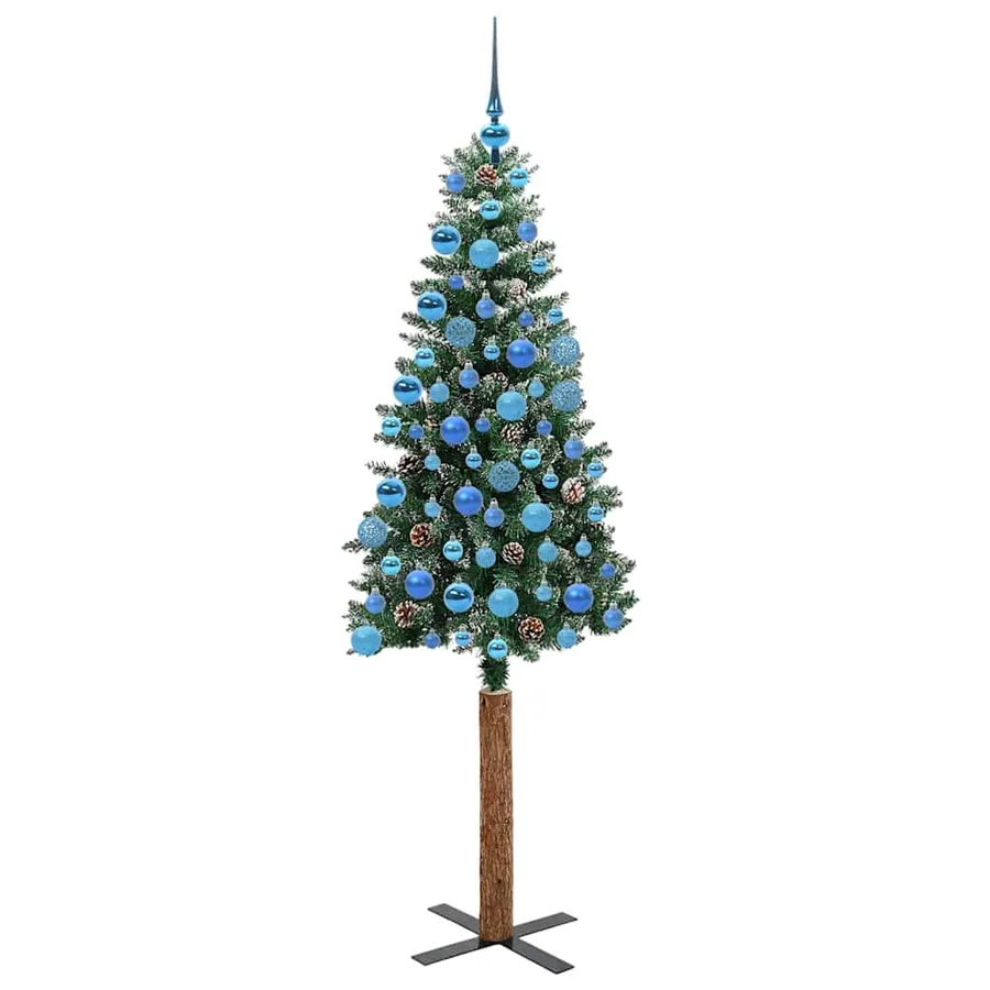 Sapin de Noël mince Vert 180 cm PVC et bois de pin massif - 4