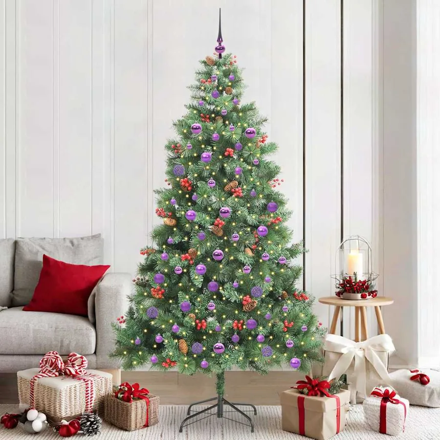 Sapin de Noël artificiel Vert 210 cm PVC et métal