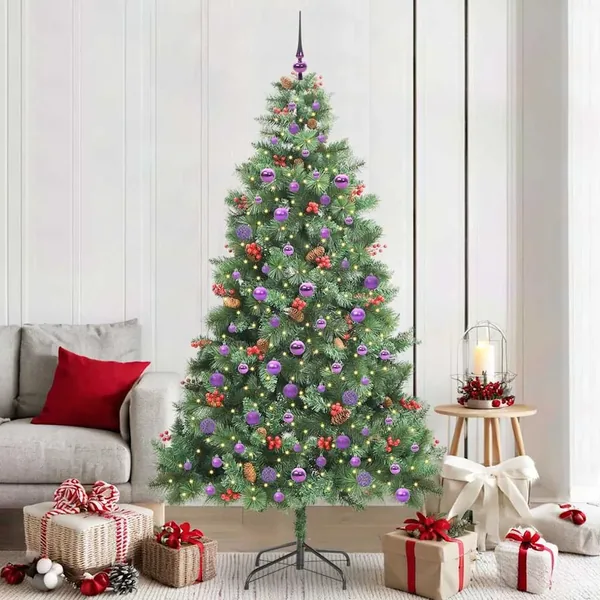 Sapin de Noël artificiel Vert 210 cm PVC et métal