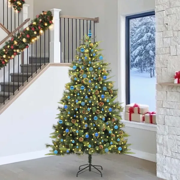 Sapin de Noël artificiel avec branches pliables et cônes 240 cm