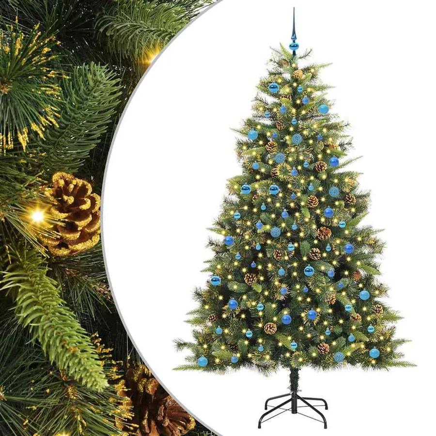 Sapin de Noël artificiel avec branches pliables et cônes 240 cm - 2