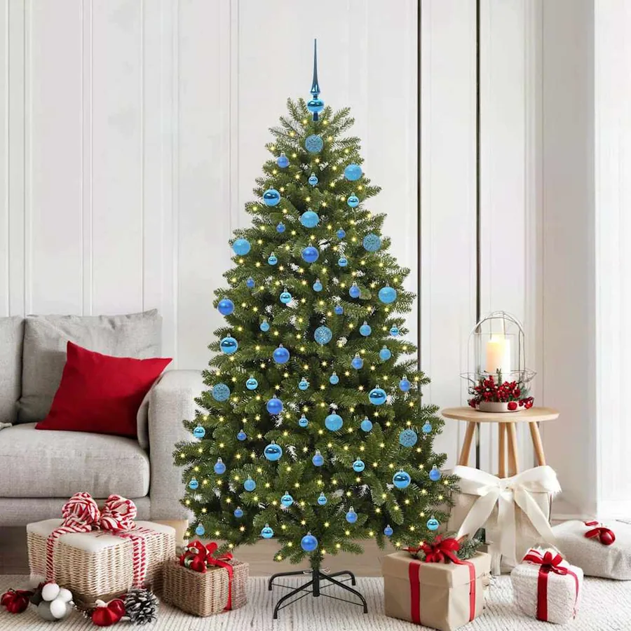 Sapin de Noël artificiel avec 300 LED Vert 180 cm PVC et métal