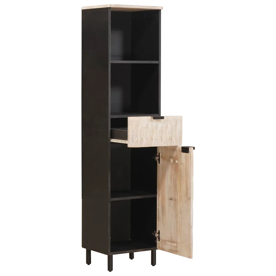 Armoire de salle de bain Noir et Blanc 38 x 33 x 160 cm - 2
