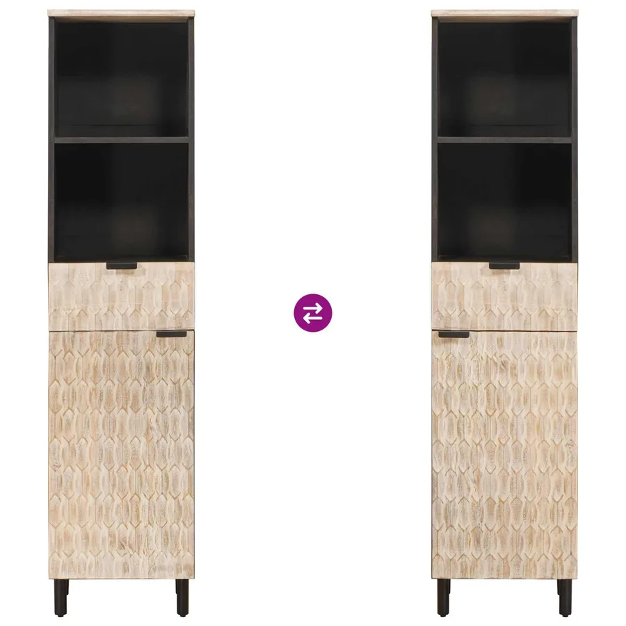 Armoire de salle de bain Noir et Blanc 38 x 33 x 160 cm - 9