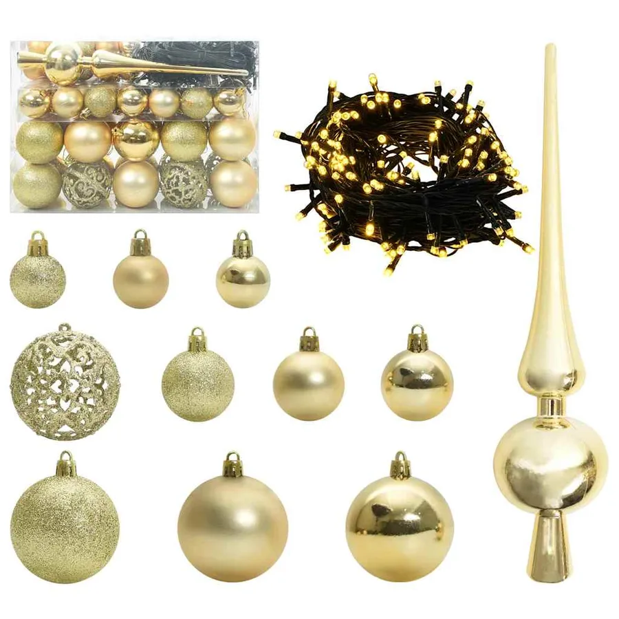 Ensemble de Boules de Noël avec 150 LED 61 pcs Doré Plastique - 2