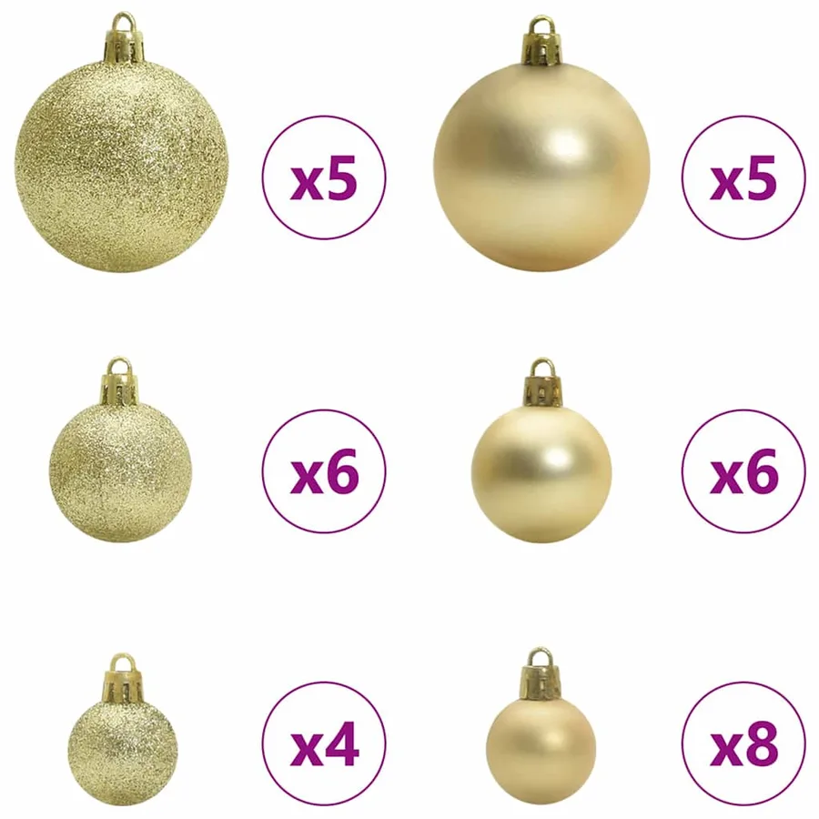 Ensemble de Boules de Noël avec 150 LED 61 pcs Doré Plastique - 4