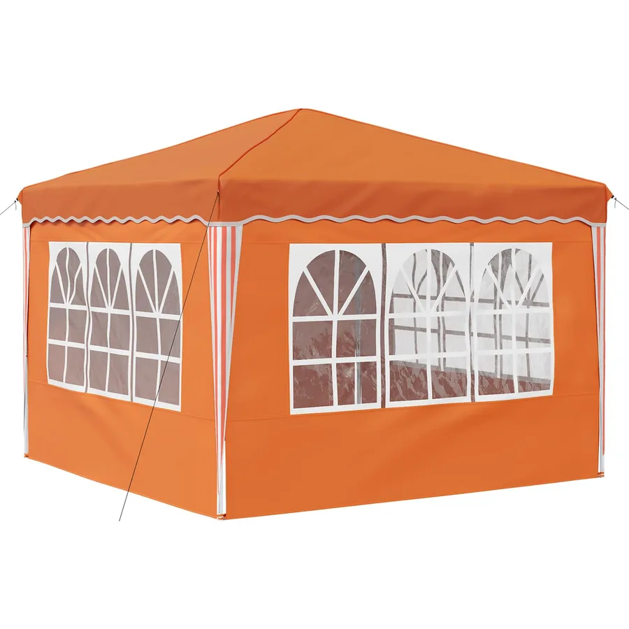 Tente de fête pop-up 288 x 288 x 245 cm Orange Tissu Oxford - 9