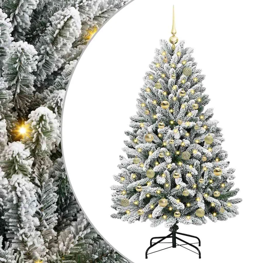 Sapin de Noël artificiel Vert et blanc 150 cm PVC et métal - 2