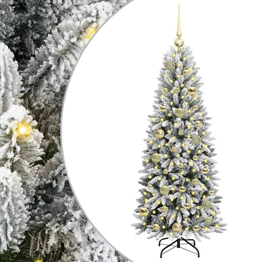 Sapin de Noël artificiel avec 150 LED avec support Blanc 120 cm - 2