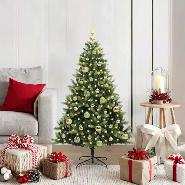 Arbre de Noël artificiel à charnières 150 LED Vert 120 cm
