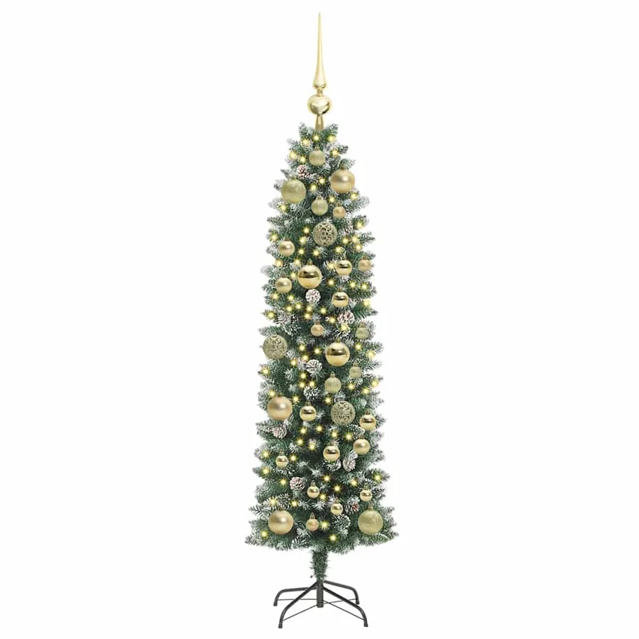 Arbre de Noël artificiel slim avec 150 LED Vert et blanc 120 cm - 3