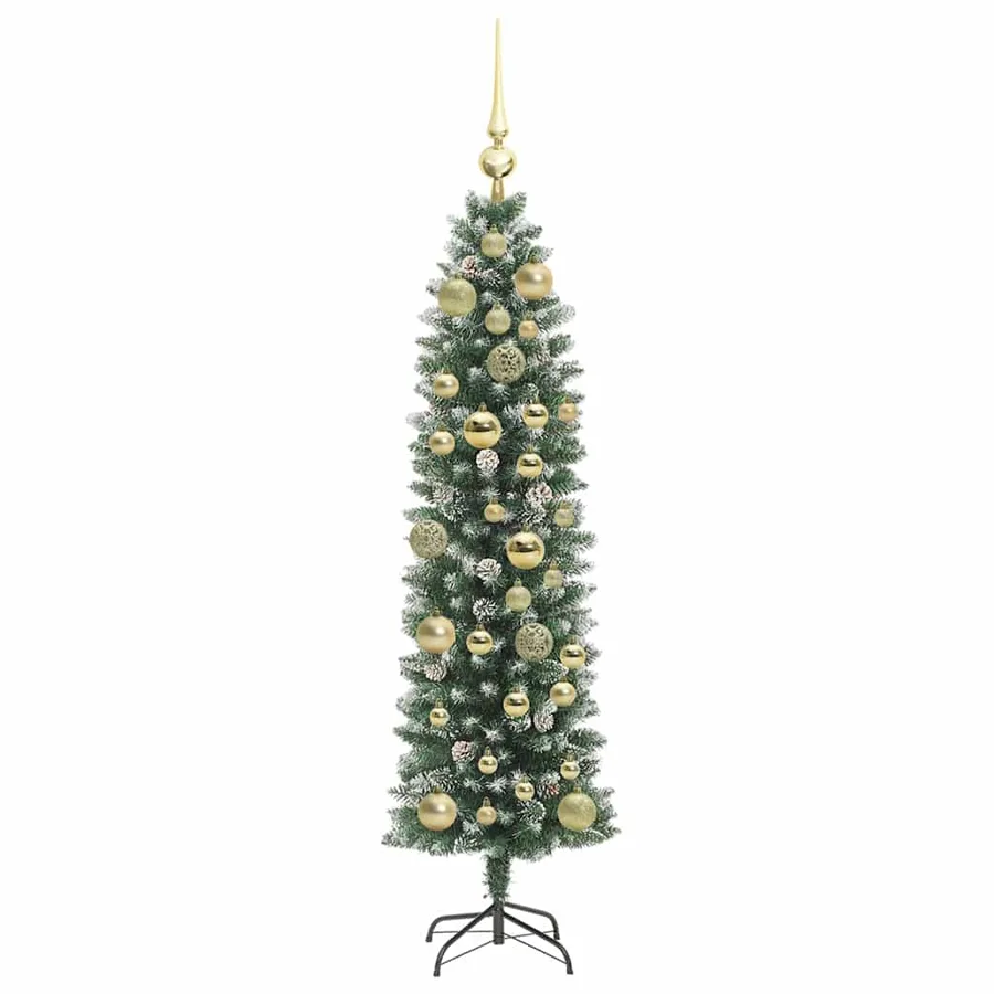 Arbre de Noël artificiel slim avec 150 LED Vert et blanc 120 cm - 4