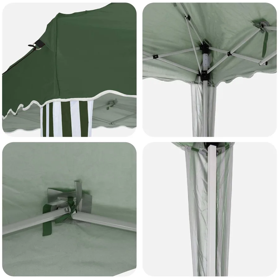 Tente de fête pop-up 288 x 288 x 245 cm Vert Tissu Oxford - 9