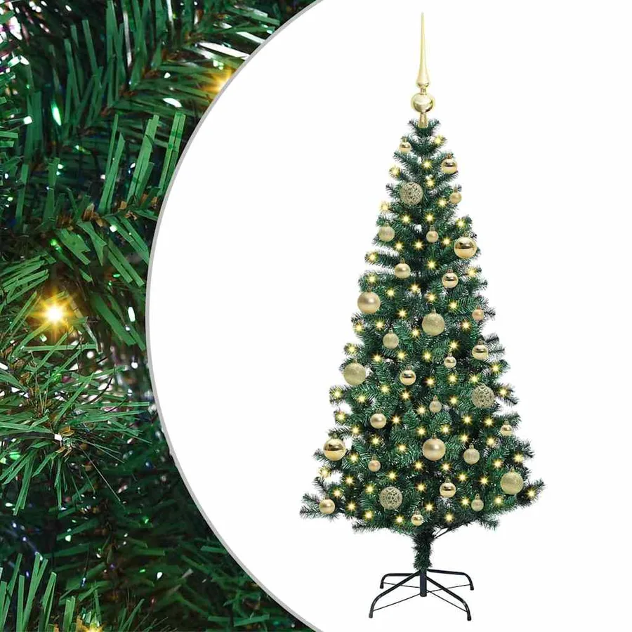 Sapin de Noël artificiel pré-éclairé Vert 120 cm PVC et métal - 2