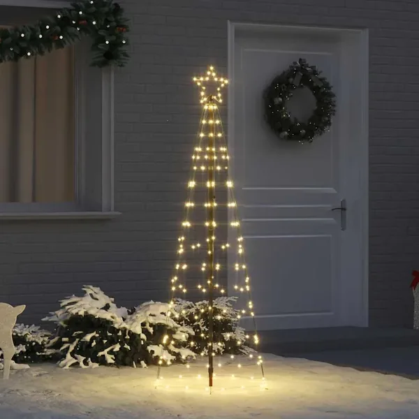 Arbre de Noël LED avec piquets au sol Blanc chaud 250 cm Fer