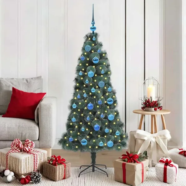 Sapin de Noël artificiel pré-éclairé avec ensemble de boules