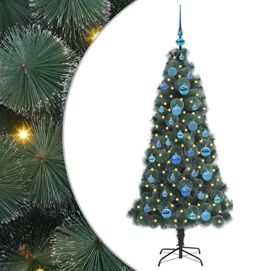 Sapin de Noël artificiel pré-éclairé avec ensemble de boules - 2