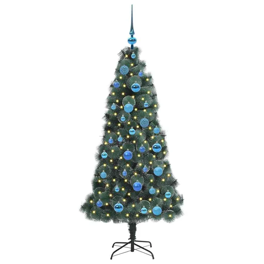 Sapin de Noël artificiel pré-éclairé avec ensemble de boules - 3