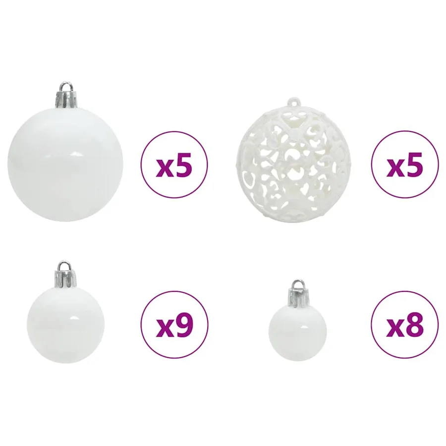 Ensemble de Boules de Noël avec 150 LED 61 pcs Blanc Plastique - 5