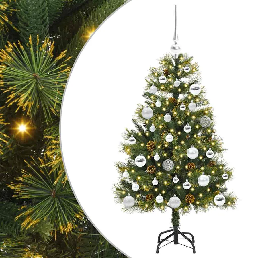 Sapin de Noël artificiel avec branches pliables et cônes 150 cm - 2
