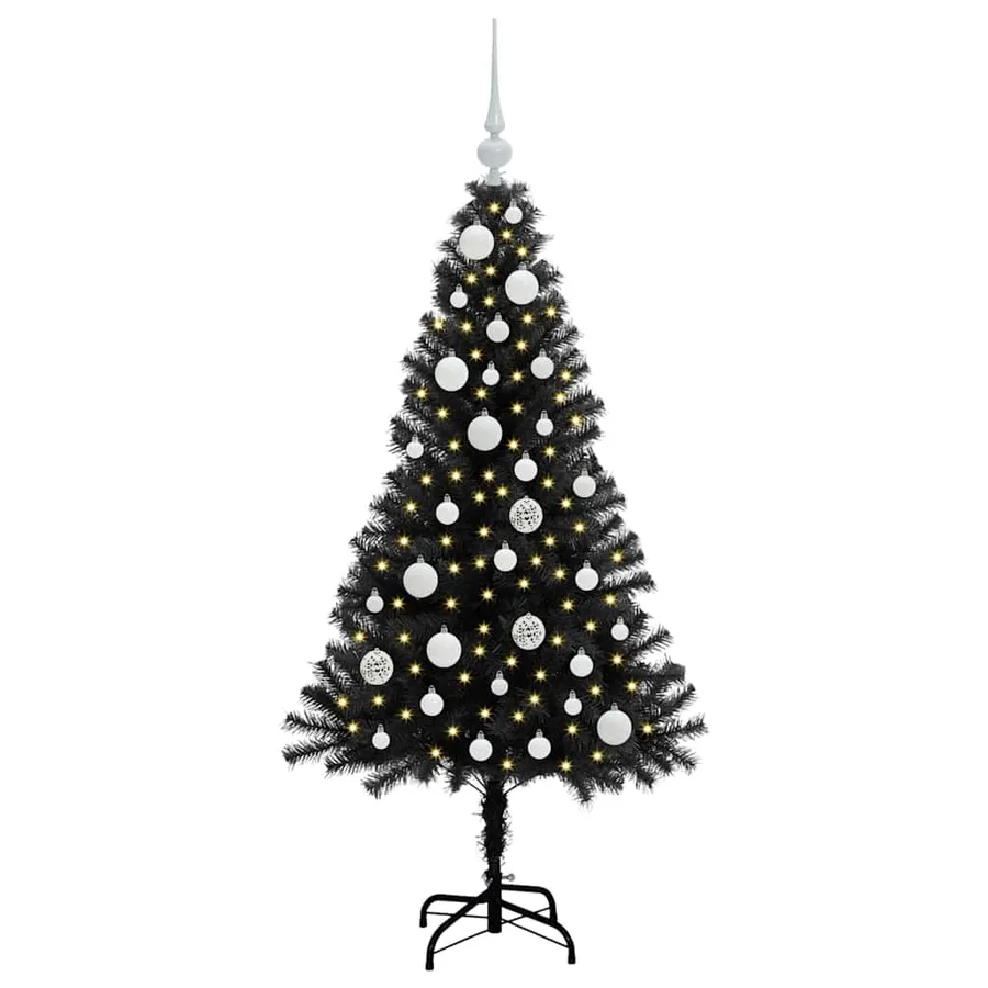 Sapin de Noël avec 150 LED avec support Noir 120 cm PVC - 3