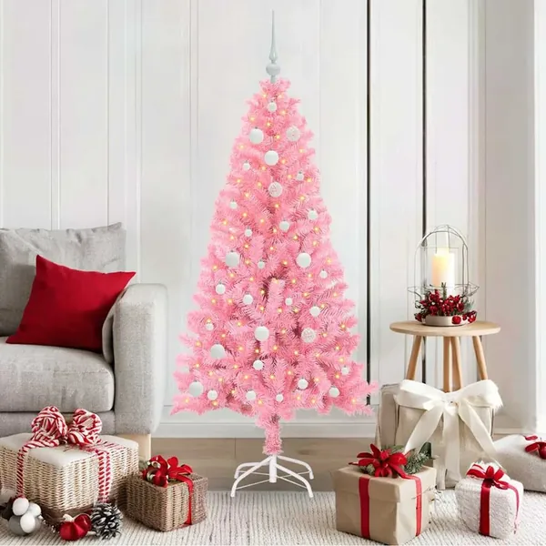 Sapin de Noël avec 150 LED avec support Rose 150 cm PVC