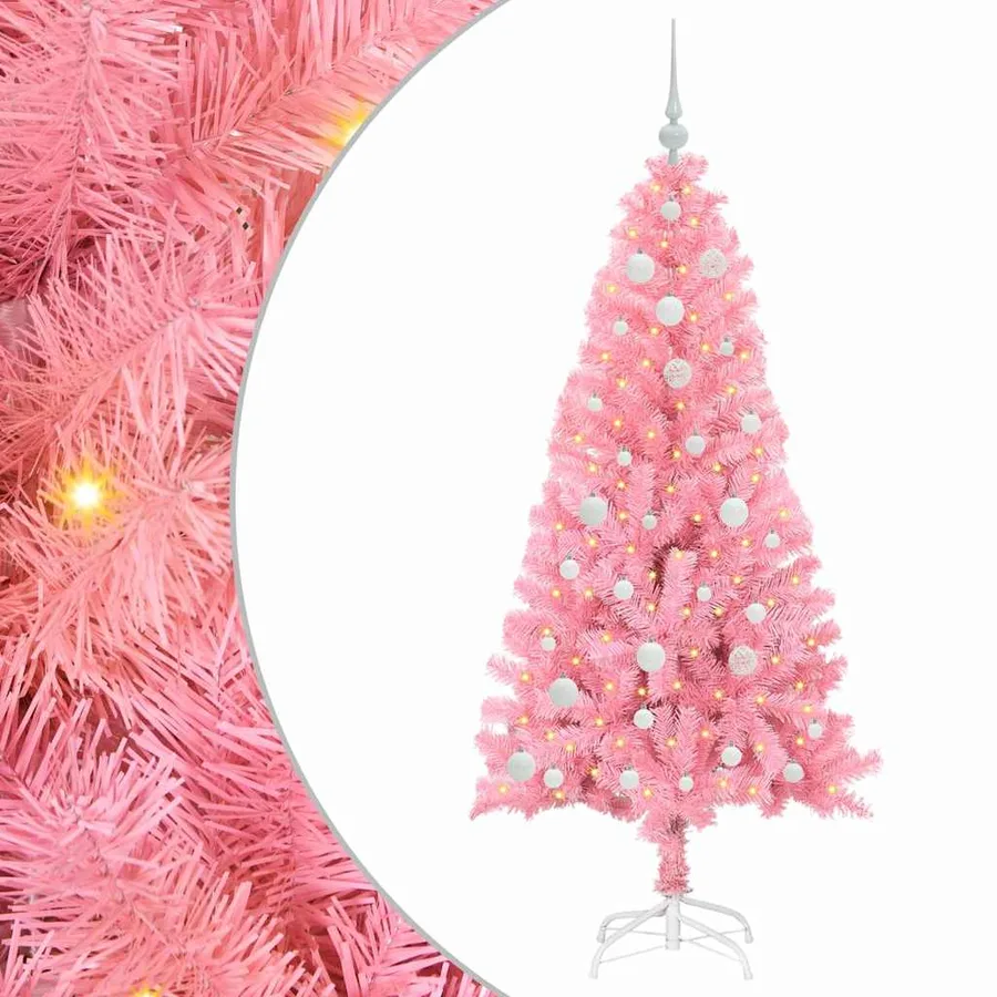 Sapin de Noël avec 150 LED avec support Rose 150 cm PVC - 2