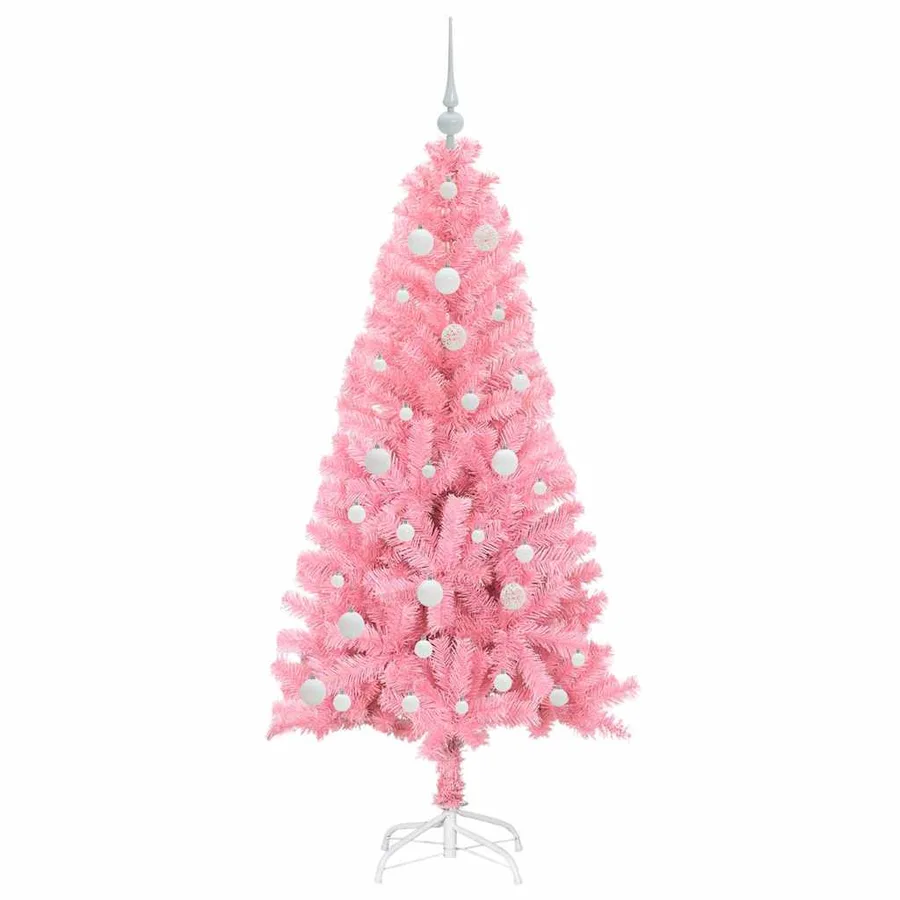 Sapin de Noël avec 150 LED avec support Rose 150 cm PVC - 4