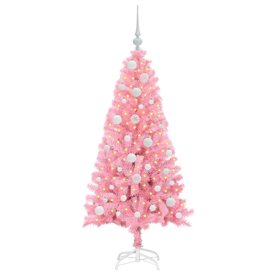 Sapin de Noël avec 150 LED avec support Rose 120 cm PVC - 3