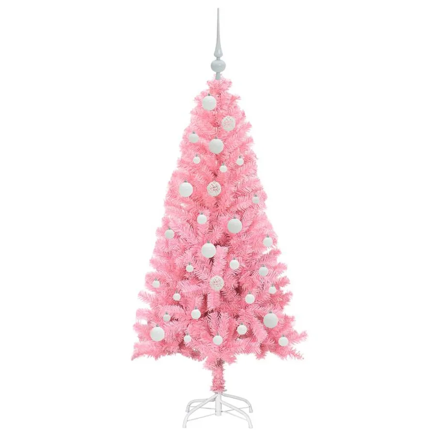 Sapin de Noël avec 150 LED avec support Rose 120 cm PVC - 4